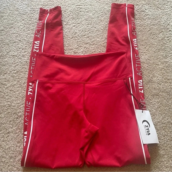 Zyia Active Red Logo Stripe Light n Tight leggings - Picture 4 of 7